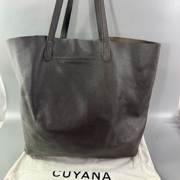 Cuyana Classic Leather Tote Bag Purse in Stone Gray - Picture 4 of 15